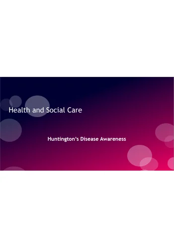 Huntington's Disease Awareness Training Resources