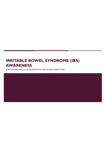 Irritable Bowel Syndrome IBS Awareness Residential and Domiciliary Care Training Resources