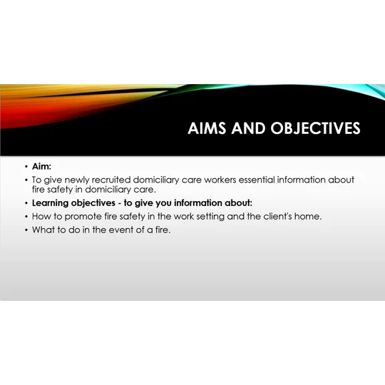 Induction - Domiciliary Care - Fire Safety Overview Training Resources