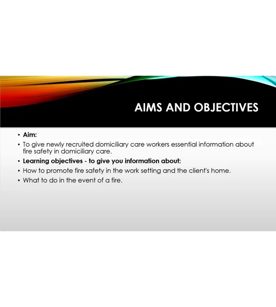 Induction - Domiciliary Care - Fire Safety Overview Training Resources