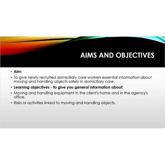 Induction - Domiciliary Care - Moving & Handling Objects Training Resources