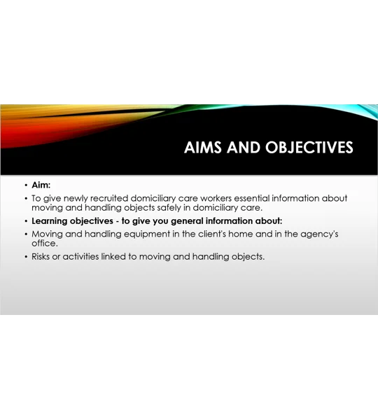 Induction - Domiciliary Care - Moving & Handling Objects Training Resources