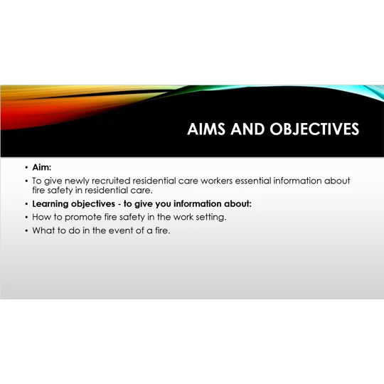 Induction - Residential Care - Fire Safety Overview Training Resources