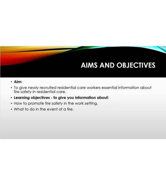 Induction - Residential Care - Fire Safety Overview Training Resources