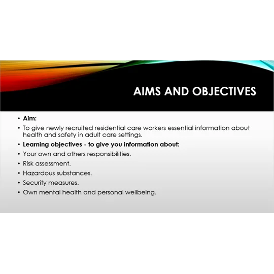 Induction - Residential Care - Health and Safety Training Resources