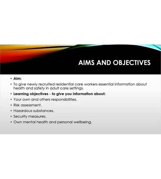 Induction - Residential Care - Health and Safety Training Resources