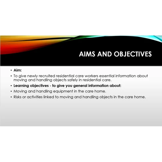 Induction - Residential Care - Moving & Handling Objects Training Resources