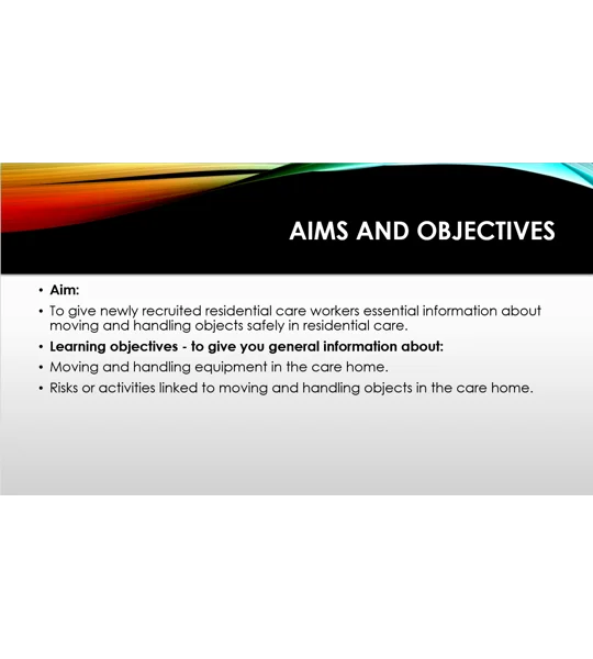 Induction - Residential Care - Moving & Handling Objects Training Resources