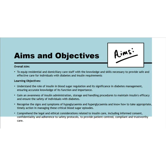 Insulin Awareness Guide for Care Staff Training Resources