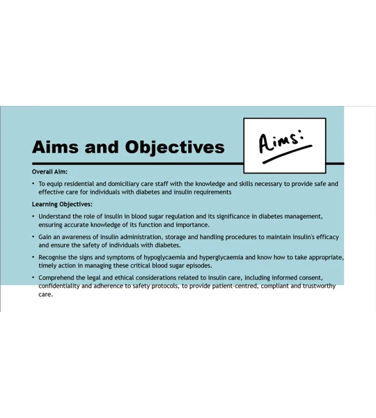 Insulin Awareness Guide for Care Staff Training Resources