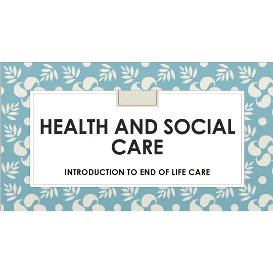 End of Life Care Introduction to EOLC Training Resources