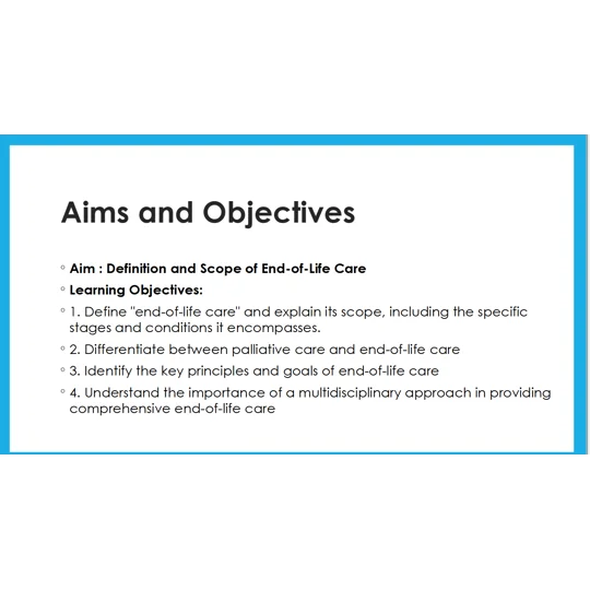 End of Life Care Introduction to EOLC Training Resources