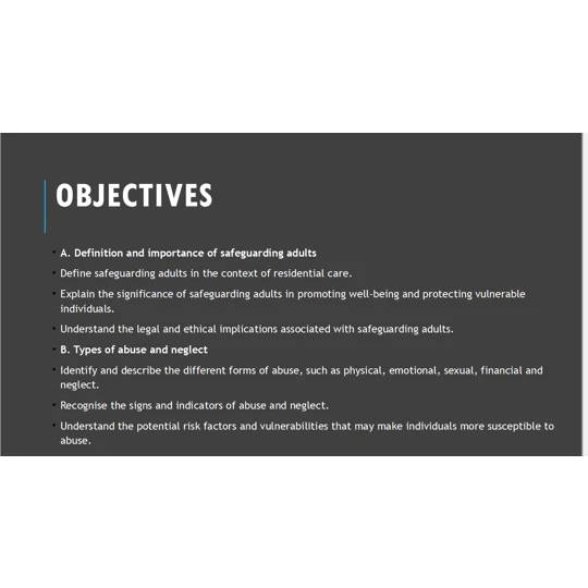 Safeguarding Introduction to Safeguarding Adults Residential Care Training Resources