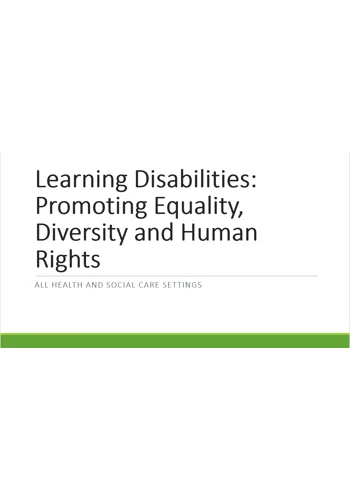 Learning Disabilities - Equality Diversity and Rights Training Resources