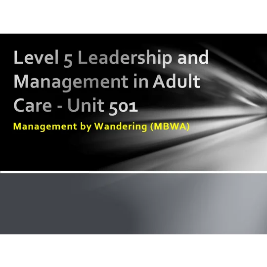 Managing by Wandering Around (MWBA) Training Resources