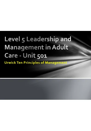 Urwick Ten Principles of Management Training Resources