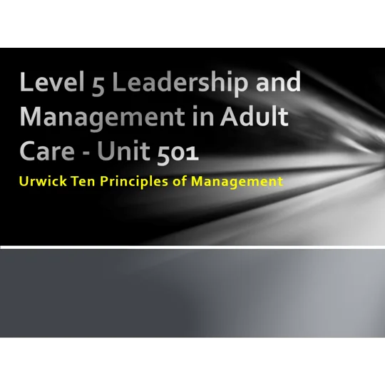 Urwick Ten Principles of Management Training Resources