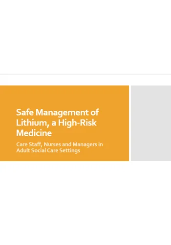 Lithium Safe Management High Risk Medicine Training Resources