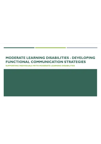 Learning Disabilities Moderate - Developing Functional Communication Strategies Training Resources