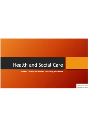 Modern Slavery and Trafficking Awareness Training Resources