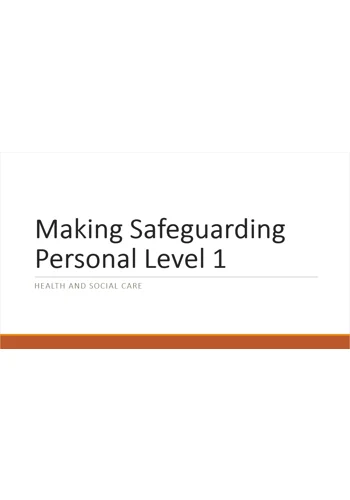 Making Safeguarding Personal Level 1 Training Resources