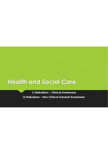 Nebulisers Awareness Clinical and Non Clinical Training Resources