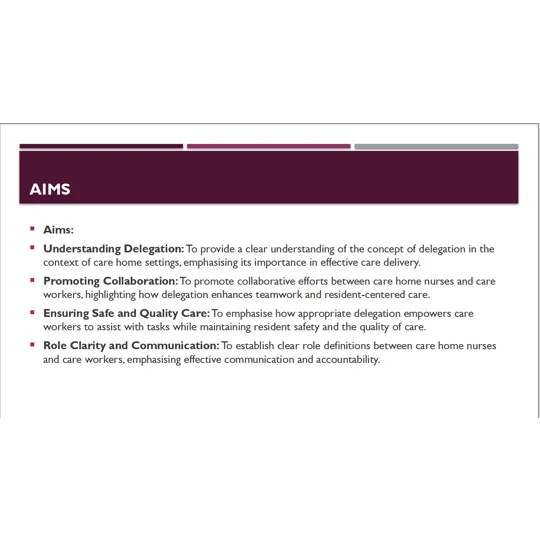 Role of the Nurse Delegation of Responsibilities Residential Care Training Resources