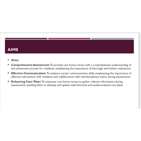Role of the Nurse Conducting Initial Assessments Residential Care Training Resources