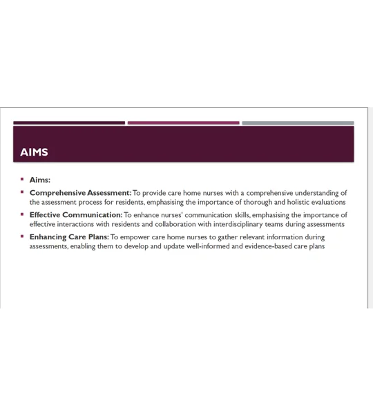 Role of the Nurse Conducting Initial Assessments Residential Care Training Resources