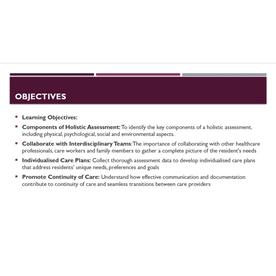 Role of the Nurse Conducting Initial Assessments Residential Care Training Resources