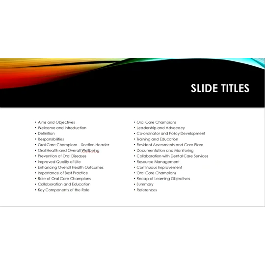 Oral Care - Introduction to Champion Role Training Resources