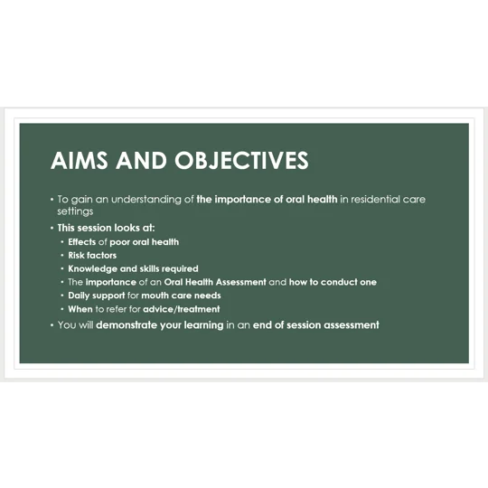 Oral Health Residential Care Training Resources