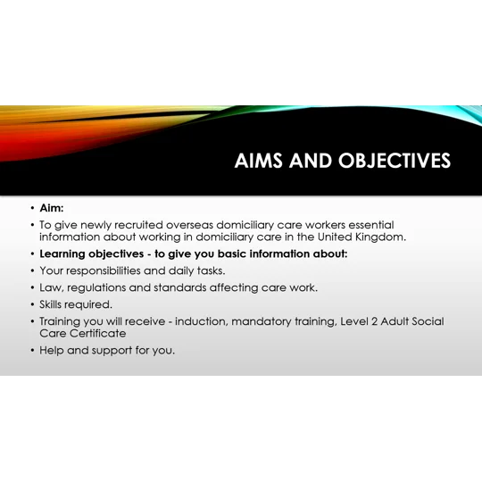 Overseas Staff New to Domiciliary Care - Roles & Responsibilities Training Resources