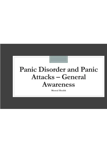 Panic Disorder and Panic Attack Awareness Training Resources