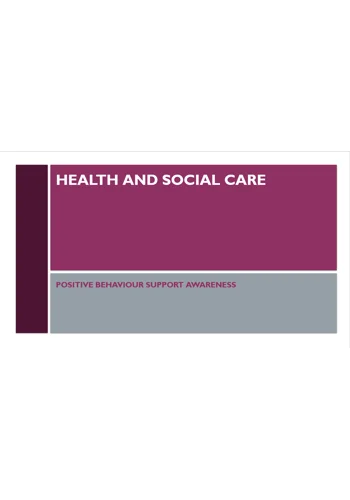 Positive Behaviour Support Awareness Level 3 Training Resources