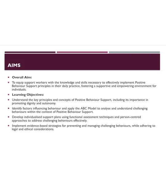 Positive Behaviour Support Awareness Level 3 Training Resources