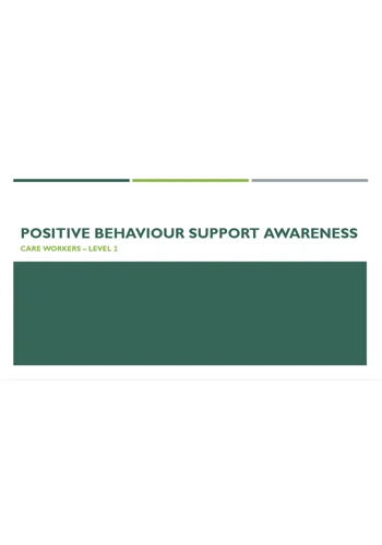 Positive Behaviour Support Awareness Level 2 Training Resources