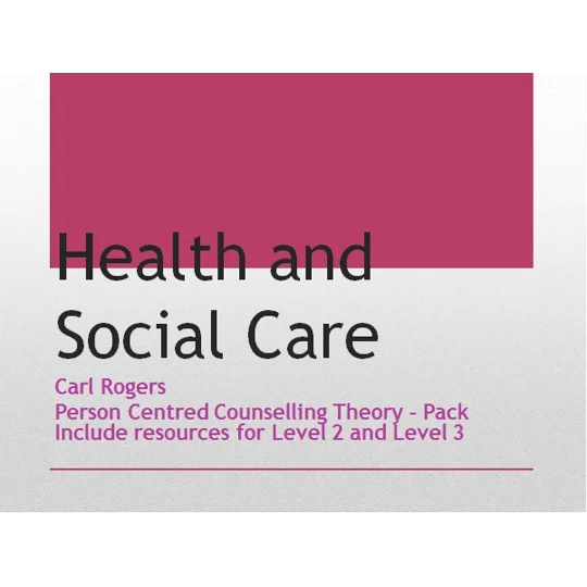 Person Centred Counselling Theory Level 2 and Level 3 Training Resources