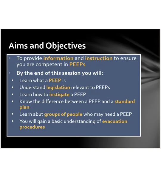Personal Emergency Evacuation Plans PEEPS Training Resources