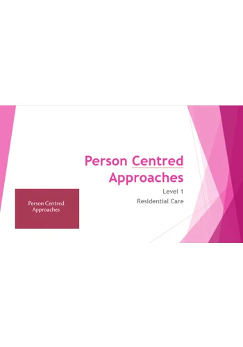 Person Centred Approaches Residential Care Level 1 Training Resources