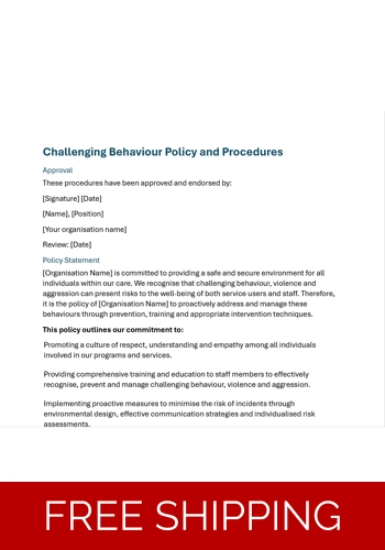Policy and Procedures Template - Challenging Behaviours Residential and Domiciliary Care