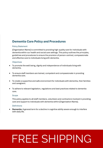 Dementia Care - Policy and Procedures Template Residential and Domiciliary Care