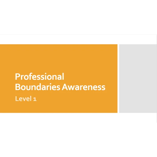 Professional Boundaries Awareness Level 1 Training Resources