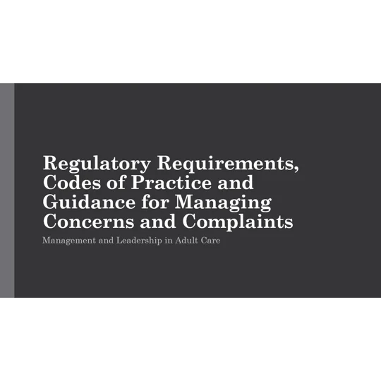 Concerns & Complaints - Regulatory Requirements Training Resources
