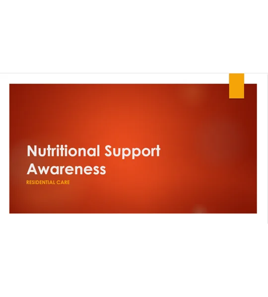 Nutritional Support Awareness Residential Care Training Resources
