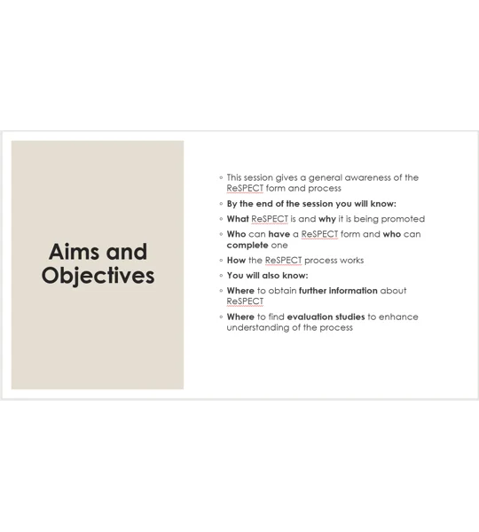 ReSPECT Awareness Training Resources