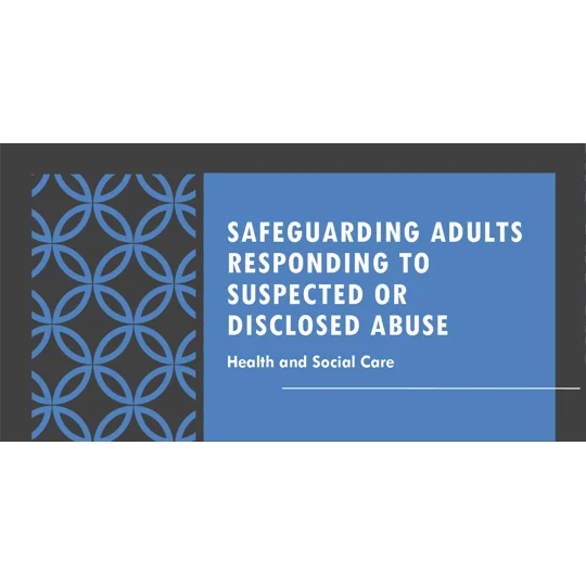 Safeguarding Adults Responding to Disclosed or Suspected Abuse Residential Care Training Resources