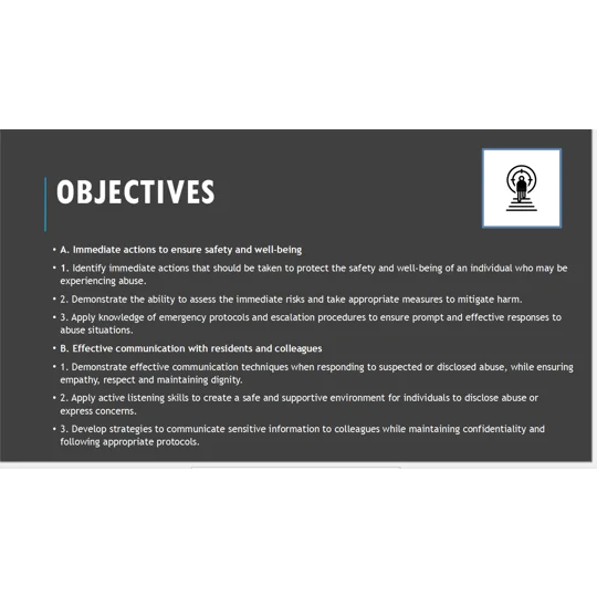 Safeguarding Adults Responding to Disclosed or Suspected Abuse Residential Care Training Resources