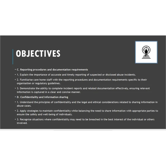 Safeguarding Adults Responding to Disclosed or Suspected Abuse Residential Care Training Resources