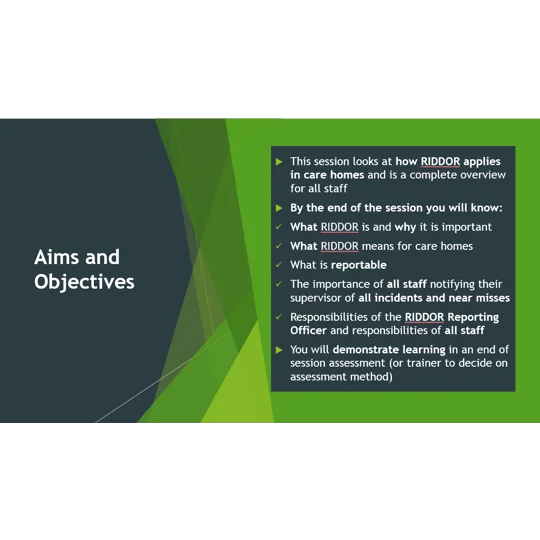 RIDDOR Awareness Residential Care Training Resources